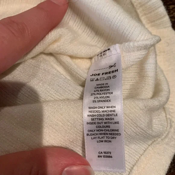 Stretchy Joe Fresh Off-White Ribbed Top - Picture 5 of 9